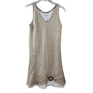 Puro Lino Italy 100% Linen Lined Beige Short Dress sz XS
